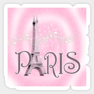 Paris Eiffel Tower Music Notes Graphic Design France Vacation Gift Sticker